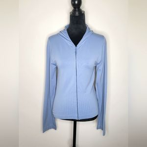 NWT Donna Karan The Body Collection Baby Blue Zip-up Stretchy Hoodie
